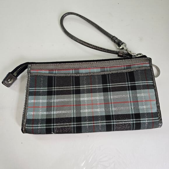 Coach Poppy 1941 Tartan Plaid Wristlet Silver Pewter Graphic Print Academia READ - Picture 2 of 12